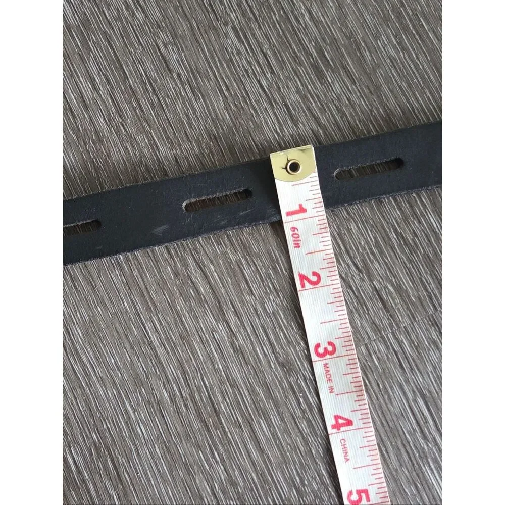 Black Skinny Perforated Leather Belt Large